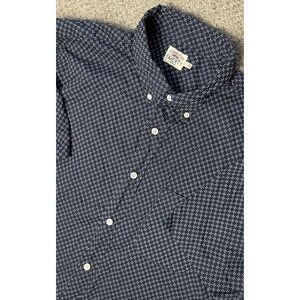 Faherty Mens Shirt Large Geometric Print Short Sleeve Movement Performance Navy